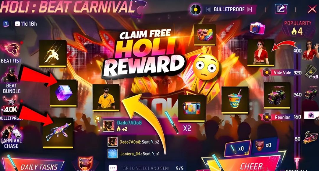 Free Fire Holi Rewards