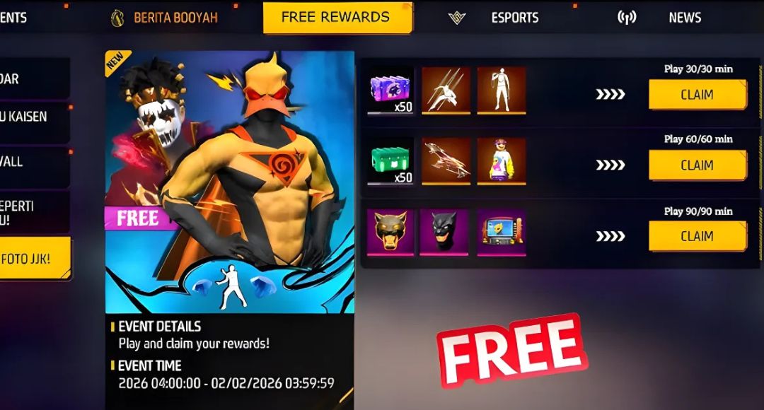 Free Fire Daily Rewards